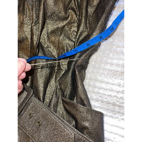 CACHE Vintage Gold Shimmer Metallic Y2K Disco Mini Belted Dress 4 - Picture 8 of 8